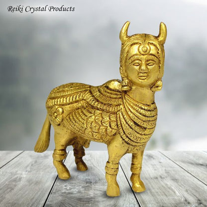 Brass Kamdhenu Cow with Calf Statue