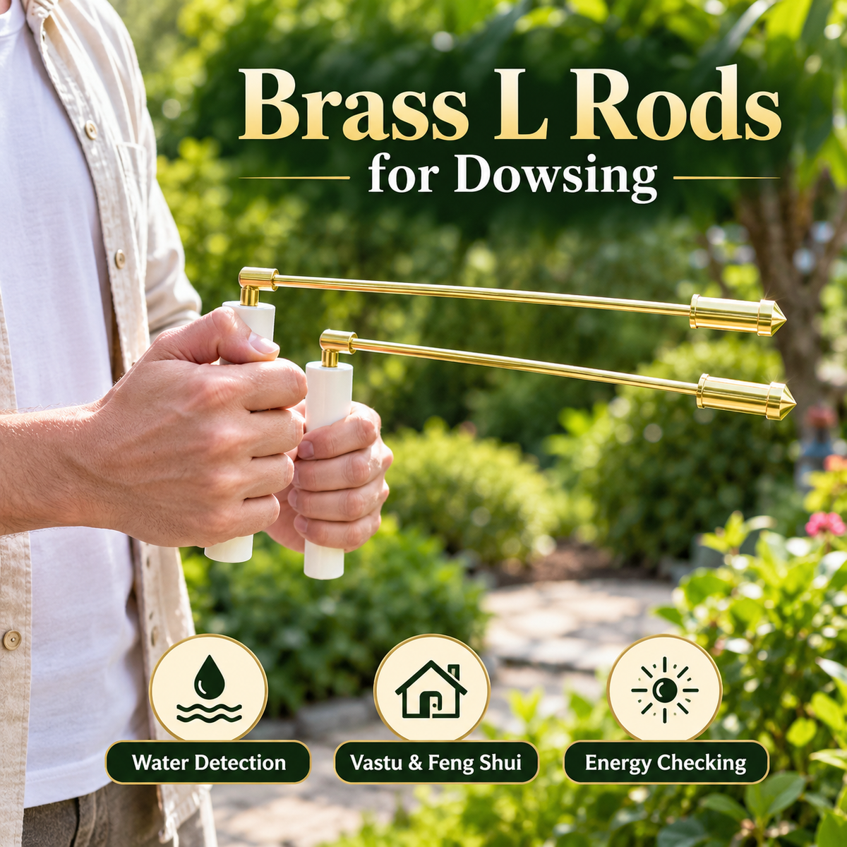 Brass L Rods for Water Dowsing Pair 26.6 cm
