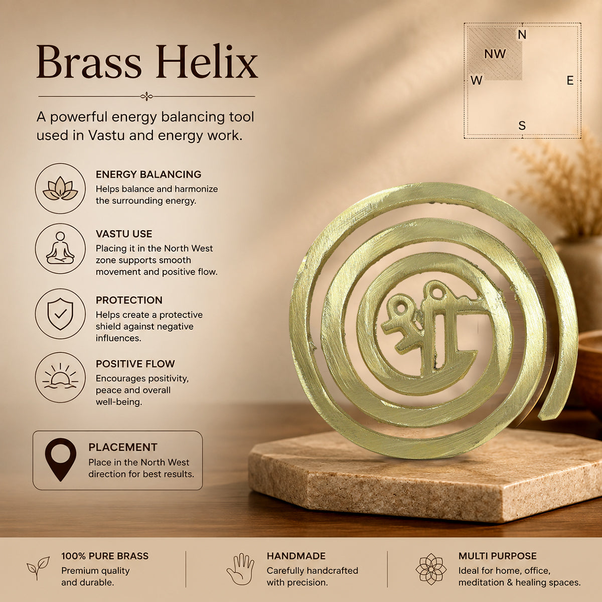 Brass Spiral Helix for Vastu