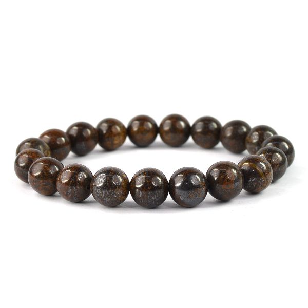 Bronzite 10 mm Round Bead Bracelet for Confidence, Protection, Courage & Grounding