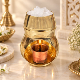 Brass Camphor Lamp with Spring Copper Diya | Traditional Kapoor Burner & Puja Diya | Brass Spiritual Lamp for Home Temple, Aarti, Meditation & Vastu Décor