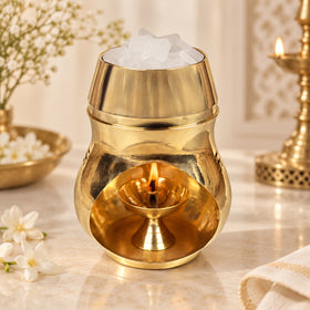 Vastu / Feng Shui Brass Aroma Incense Burner Camphor Lamp with Diya | Kapoor Lamp, Oil Burner & Essential Oil Diffuser | Brass Spiritual Decor for Home, Office, Meditation & Puja