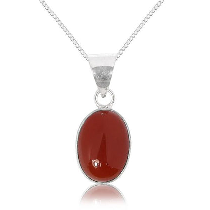 Carnelian Pendant with Metal Chain