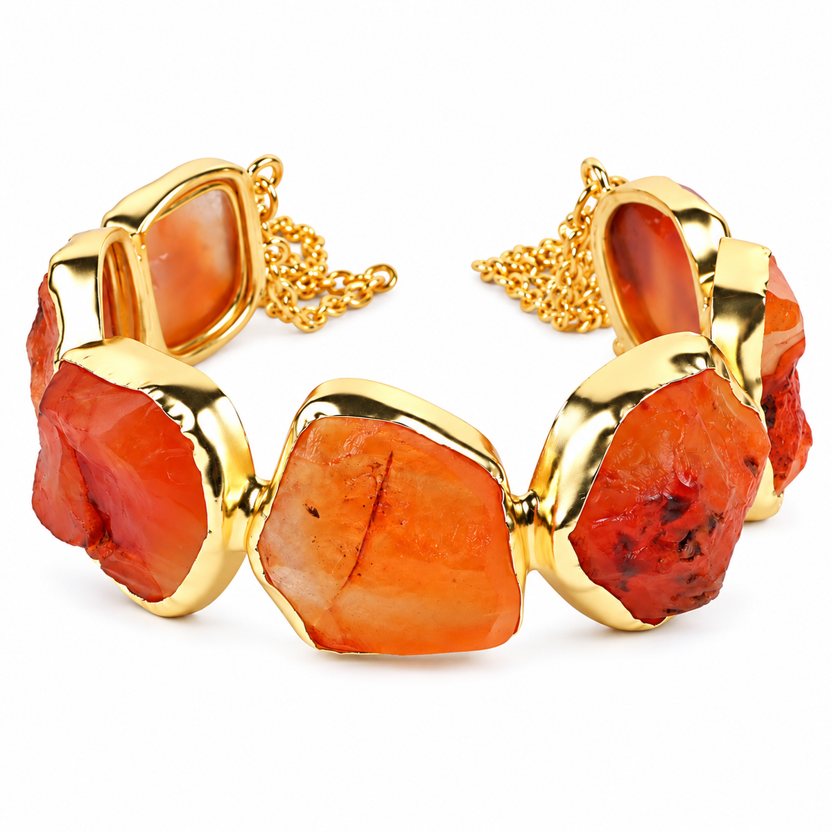 Natural Raw Carnelian Crystal Stone Adjustable Bracelet for Girls and Women