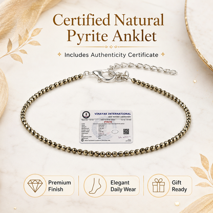 Natural Pyrite Anklet Combo Pack of 2 | Crystal Anklet for Women & Girls for Wealth