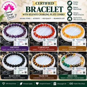 Certified Bracelet with Selenite Charging Plate Combo Set
