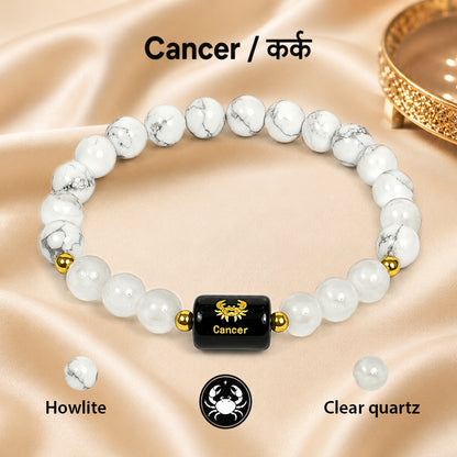 Certified Cancer (कर्क राशि) Zodiac Gemstone Bracelet for Men & Women | Natural Crystal Bracelet for Emotional Balance, Intuition, Peace & Positivity | Astrology Bracelet