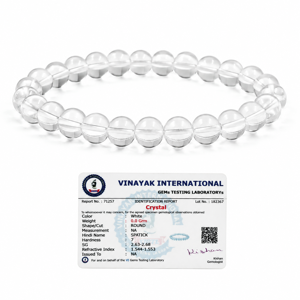 Certified Clear Quartz 8 mm Round Bead Bracelet for Healing Gemstone Bracelet for Clarity, Focus, Energy