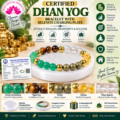 Certified Dhan yog Bracelet with Selenite Charging Plate Combo