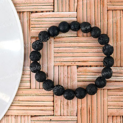 Certified Lava 10 mm Round Bead Bracelet for Strength, Courage, Grounding