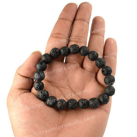 Certified Lava 10 mm Round Bead Bracelet for Strength, Courage, Grounding & Emotional Balance