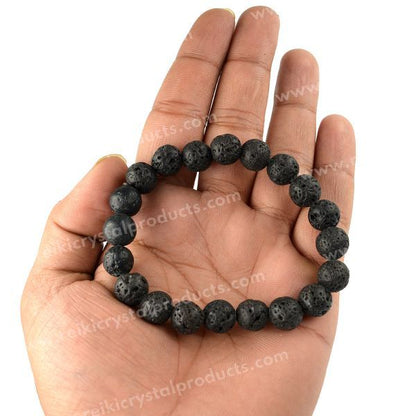 Certified Lava 10 mm Round Bead Bracelet for Strength, Courage, Grounding & Emotional Balance