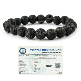 Certified Lava 10 mm Round Bead Bracelet for Strength, Courage, Grounding & Emotional Balance | Reiki Charged Gemstone Bracelet for Men & Women