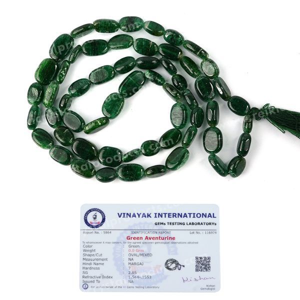 Certified Natural Green Aventurine Oval Beads Mala