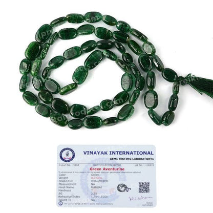 Certified Natural Green Aventurine Oval Beads Mala