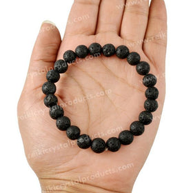 Certified Natural Lava 8 mm Round Bead Bracelet for Grounding, Strength, Courage & Emotional Balance | Reiki Charged Gemstone Bracelet for Men & Women