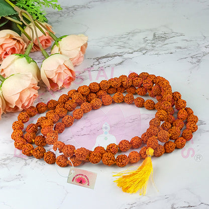Certified Original 5 Five Mukhi Rudraksha Mala 108 Beads for Peace, Meditation, Focus 