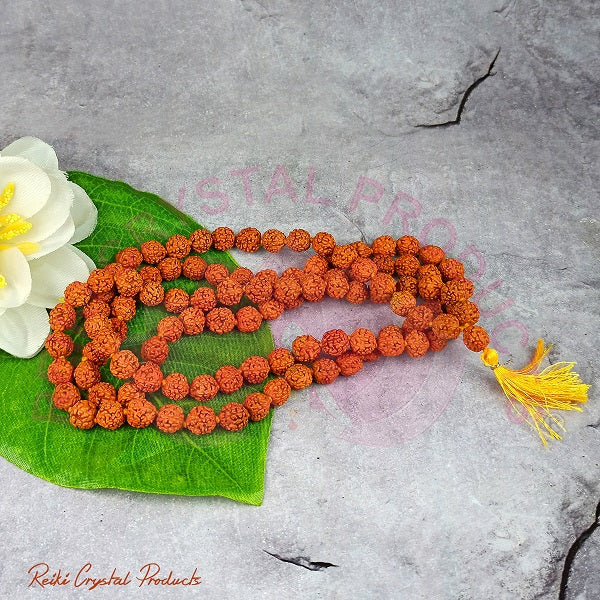 Certified Original 5 Five Mukhi Rudraksha Mala 108 Beads for Peace, Meditation, Focus & Spiritual Growth