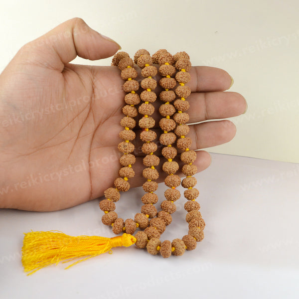Certified Original Seven 7 Mukhi Rudraksha Mala 108 Beads for Prosperity, Abundance, Stability & Financial Well-Being