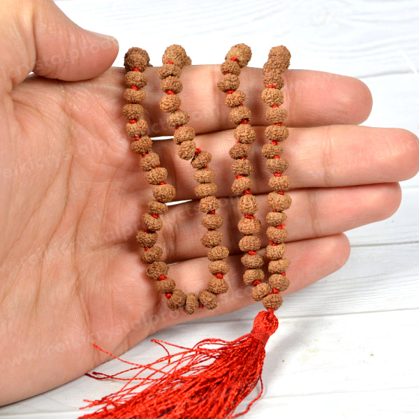 Certified Original Ten 10 Mukhi Rudraksha Mala 108 Beads for Protection, Stability, Mental Clarity & Spiritual Strength