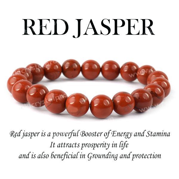 Certified Red Jasper 10 mm Round Bead Bracelet for Strength, Courage, Stability
