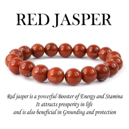 Certified Red Jasper 10 mm Round Bead Bracelet for Strength, Courage, Stability