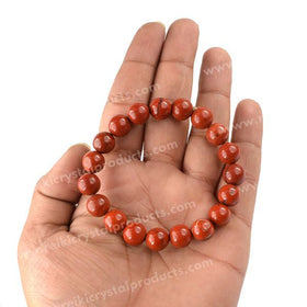 Certified Red Jasper 10mm Round Bead Bracelet