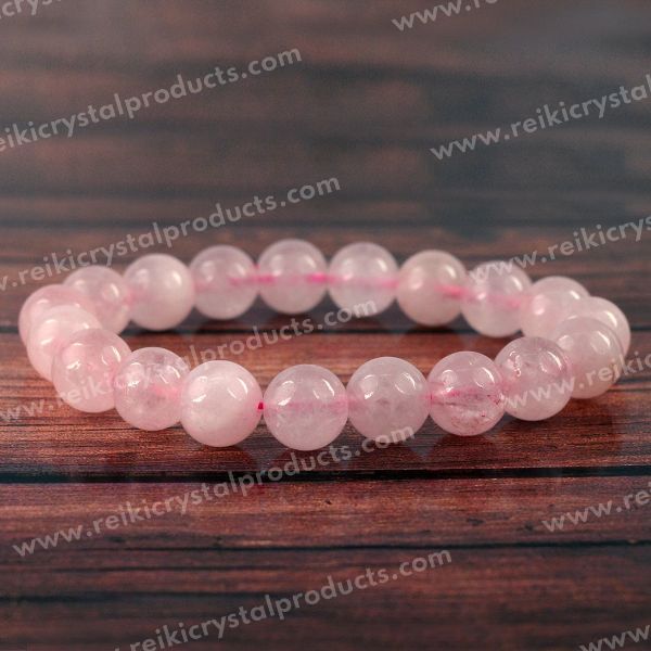 Certified Rose Quartz 10 mm Round Bead Bracelet for Love, Emotional Healing, & Self-Love