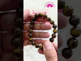 Certified Tiger Eye 10 mm Round Bead Bracelet for Confidence, Courage, Protection & Success