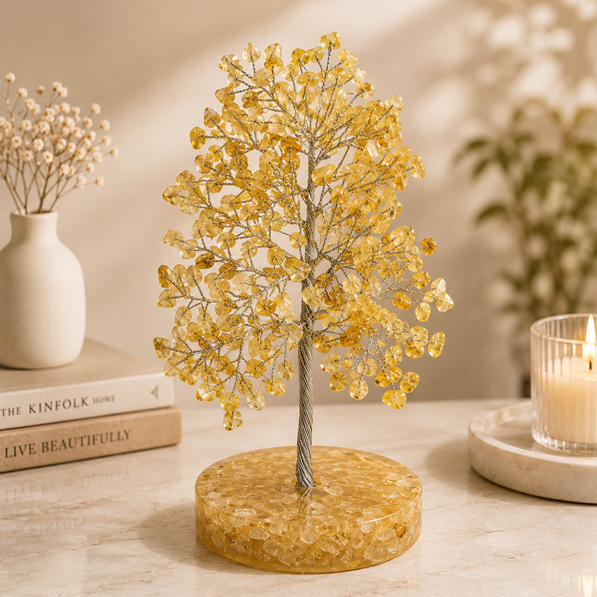 Natural Citrine Crystal Tree with Natural Citrine Chip Stone Base | Reiki Charged Money Tree for Wealth, Prosperity, Abundance & Positive Energy | Home & Office Décor | Vastu & Feng Shui
