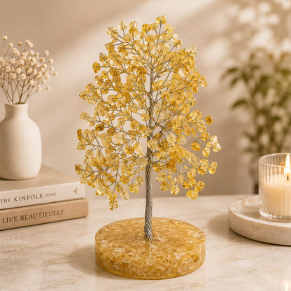 Natural Citrine Crystal Tree with Natural Citrine Chip Stone Base | Reiki Charged Money Tree for Wealth, Prosperity, Abundance & Positive Energy | Home & Office Décor | Vastu & Feng Shui