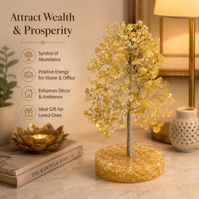 Natural Citrine Crystal Tree with Natural Citrine Chip Stone Base | Reiki Charged Money Tree for Wealth, Prosperity, Abundance & Positive Energy | Home & Office Décor | Vastu & Feng Shui