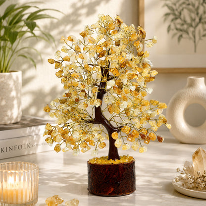 Natural Original Crystal Stone Chip 200 Beads Tree for Decorative Showpiece