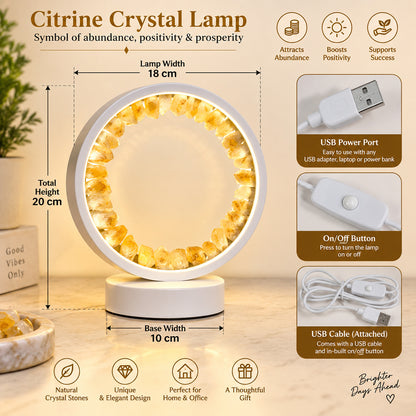 Citrine Crystal Decorative Lamp with Warm LED Light