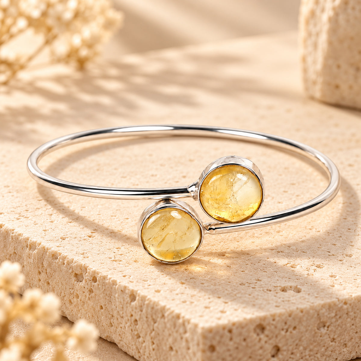 Citrine Cuff Bangle Bracelet