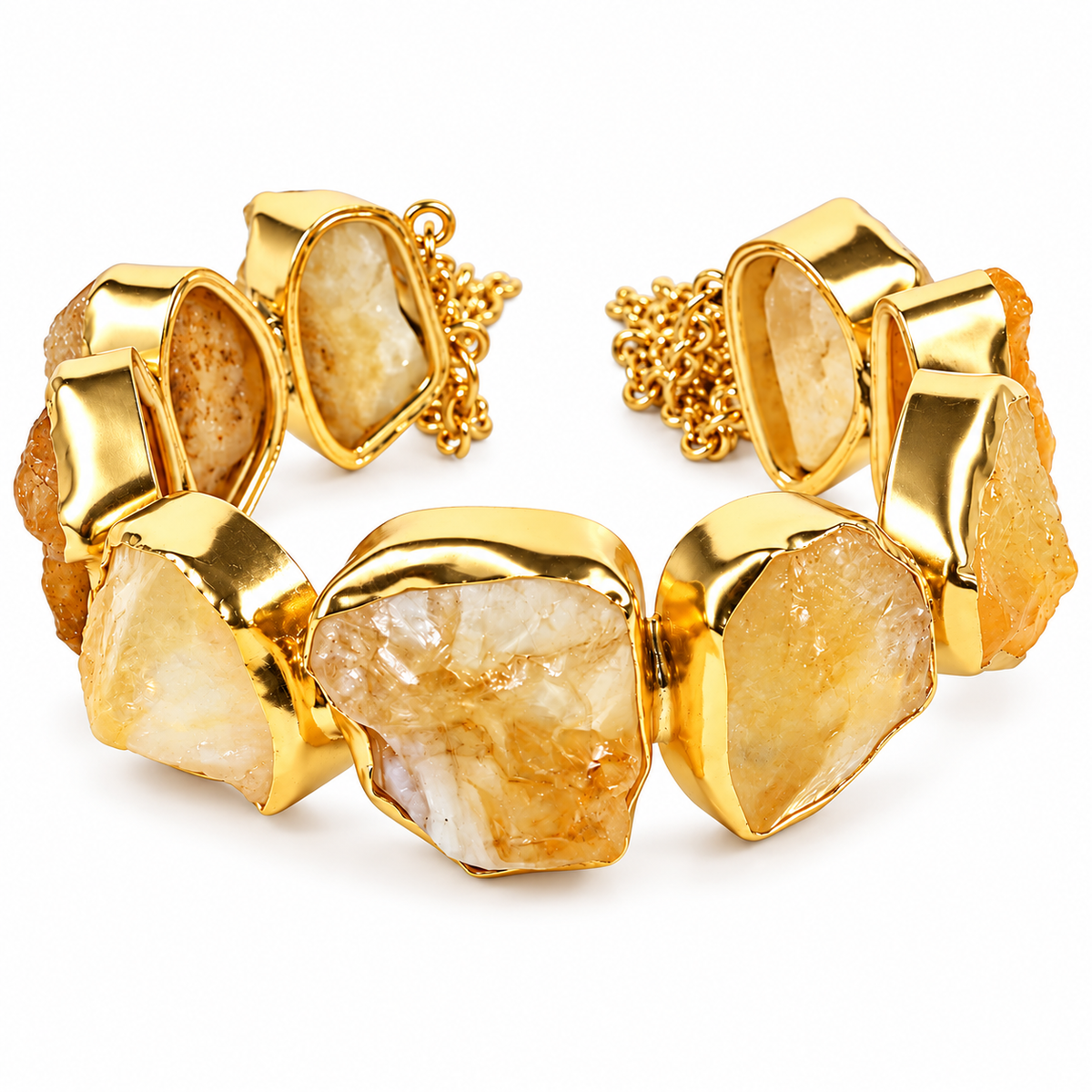 Natural Raw Citrine Crystal Stone Adjustable Bracelet for Girls and Women