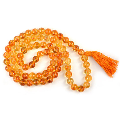 Citrine Crystal Mala | Natural Healing Gemstone Necklace for Abundance, Prosperity & Positive Energy | Reiki Energized Meditation Mala for Men & Women | Available in Multiple Sizes & Shapes