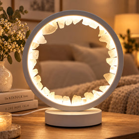 Clear Quartz Crystal LED Lamp with Raw Crystal Stones