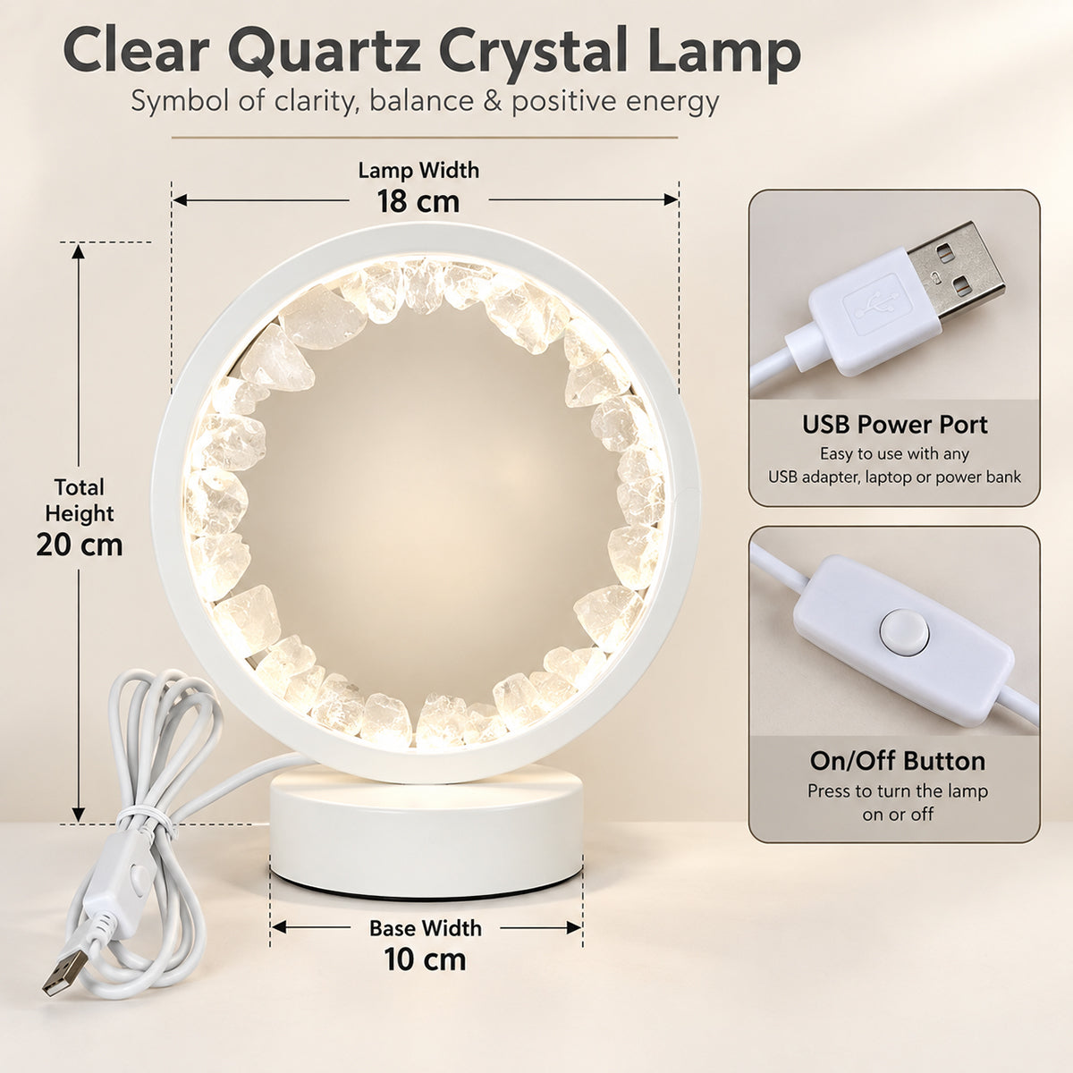 Clear Quartz Crystal Lamp for Energy Amplification Clarity and Focus