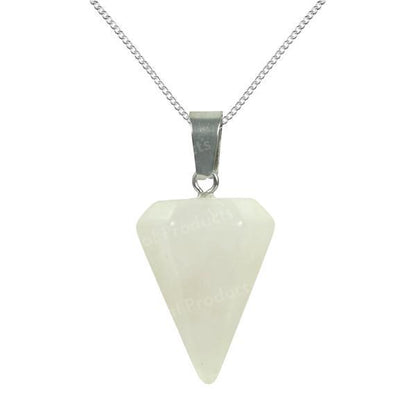 Natural Crystal Stone Dowser Shape Pendant With Chain