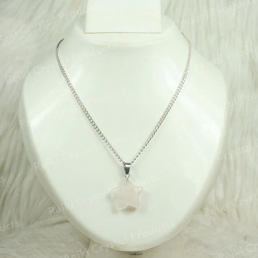 Natural Crystal Stone Star Shape Pendant With Chain