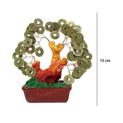 Feng Shui Golden Money Tree with Lucky Coins for Wealth Attraction