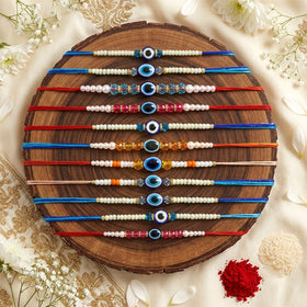 Evil Eye Combo Rakhi Bhaiya Bhabhi Rakhi Set with Roli Tilak & Best Brother Sister Rakhi | Designer Raksha Bandhan Rakhi Set for Bhaiya Bhabhi | Festive Rakhi Gift Combo