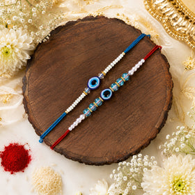 Evil Eye Combo Rakhi Bhaiya Bhabhi Rakhi Set with Roli Tilak & Best Brother Sister Rakhi | Designer Raksha Bandhan Rakhi Set for Bhaiya Bhabhi | Festive Rakhi Gift Combo