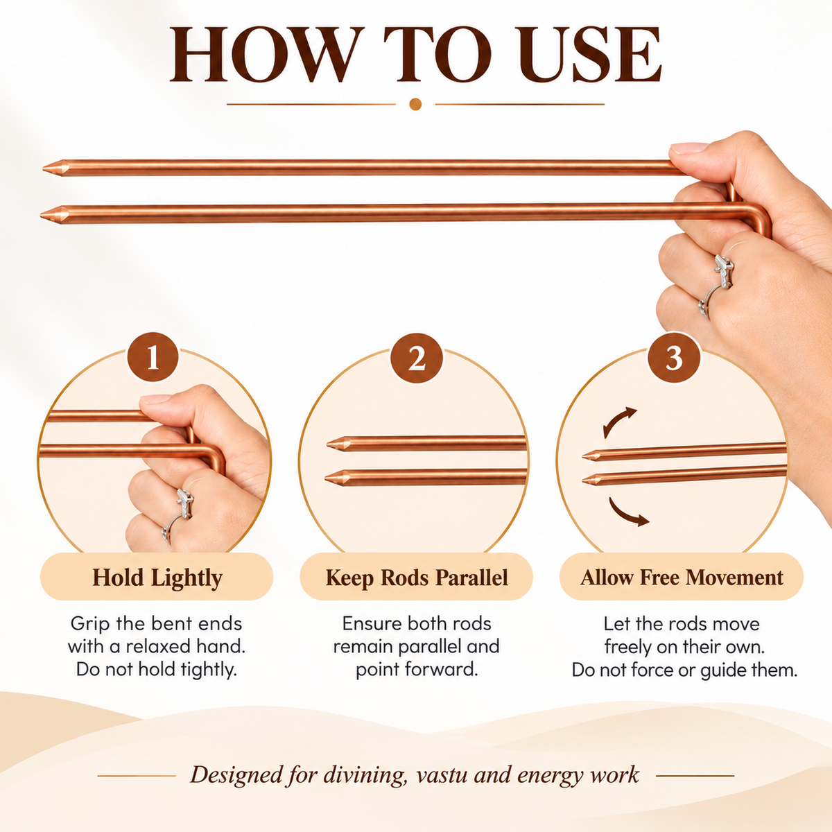 Copper Dowsing Rod Pair for Vastu and Energy Detection