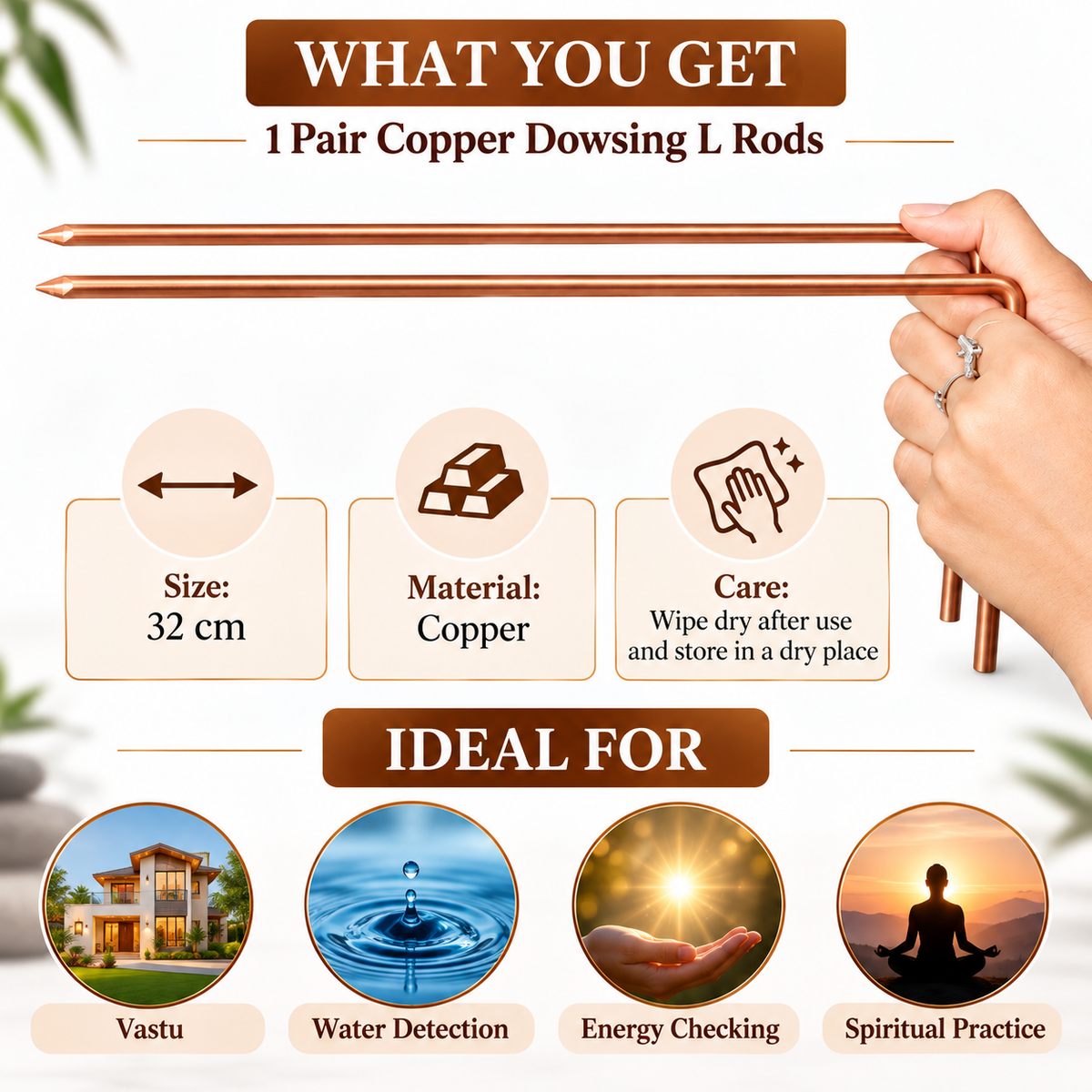 L Shaped Copper Divining Rods for Dowsing Practices