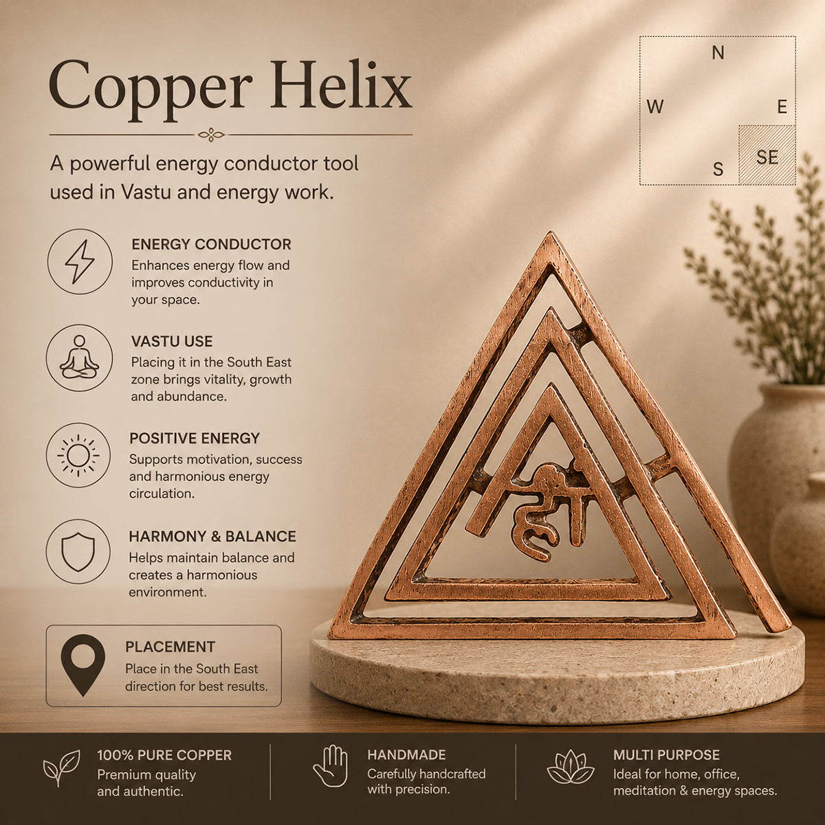 Copper Helix South East Vastu Tool