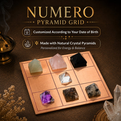Customized Numerology Pyramid Grid | Natural Crystal Pyramid Grid as Per Date of Birth