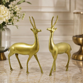 Brass Deer Statue Showpiece for Vastu Grace & Harmony Big Size 1.5 kg | Pure Brass Deer Figurine for Home, Office & Shop | Decorative Brass Deer Sculpture for Prosperity, Elegance & Spiritual Home Décor