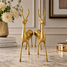 Brass Deer Statue Showpiece for Vastu Grace & Harmony Big Size 1.5 kg | Pure Brass Deer Figurine for Home, Office & Shop | Decorative Brass Deer Sculpture for Prosperity, Elegance & Spiritual Home Décor